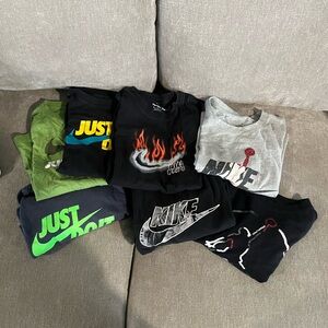Nike Kids Graphic Tee Bundle — Black, Gray, Green Mix